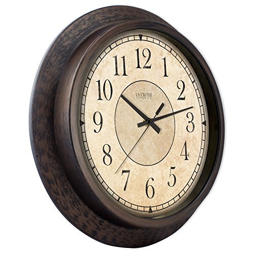 La Crosse Technology LaCrosse 404-2635 Analog Wall Clock, 14", Rustic Brown - Image 3
