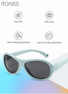 roaiss Oval Polarized Sunglasses for babies UV400 Protection Cute Beach Holiday Sun Glasses with Flexible Silicone Frame and Elastic Strap for Boys Girls Age 0-3 Blue  - Image 4
