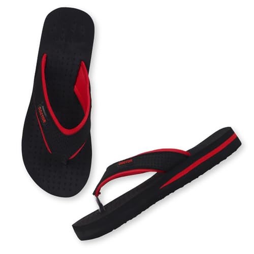 TRASE Doctor Soft Slippers for Women Orthopedic Flats for Women Diabetic & Pregnancy Comfort Flip Flop House Slipper Chappal (Red-Black, 8 UK) - Image 1