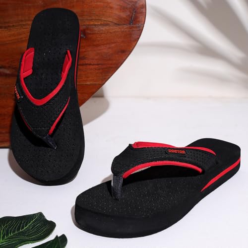TRASE Doctor Soft Slippers for Women Orthopedic Flats for Women Diabetic & Pregnancy Comfort Flip Flop House Slipper Chappal (Red-Black, 8 UK) - Image 5