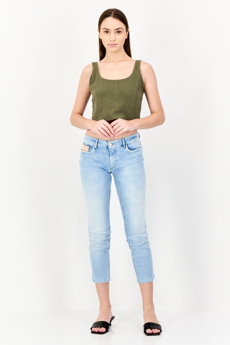 SALSA Women Slim Fit Mid Waist Washed Denim Jeans,  Blue - Image 3