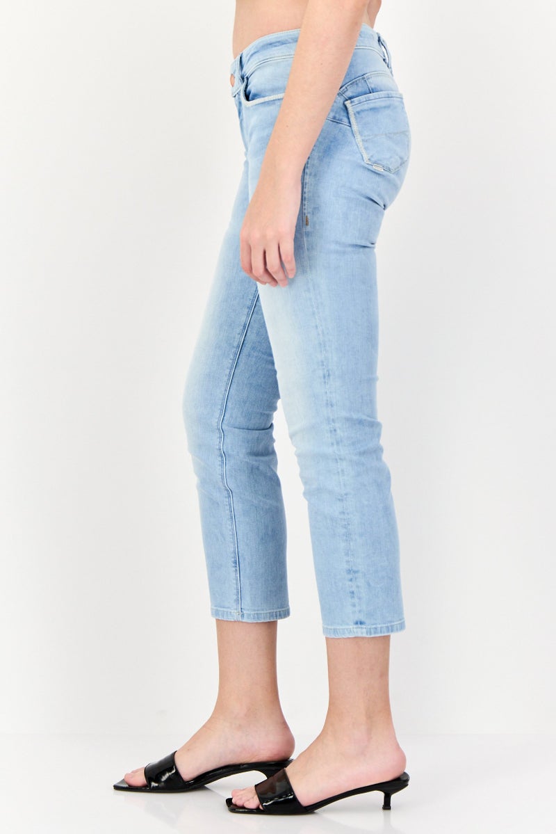 SALSA Women Slim Fit Mid Waist Washed Denim Jeans,  Blue - Image 4