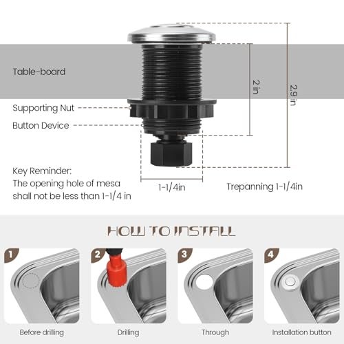 Etoolcity Garbage Disposal Air Switch Kit Sink Top Waste Disposal Stainless Steel Polished On/Off Air Button Food and Waste Disposals Part by Etoolcity, UL Listed - Image 5
