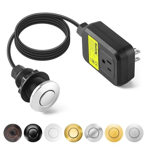 Etoolcity Garbage Disposal Air Switch Kit Sink Top Waste Disposal Stainless Steel Polished On/Off Air Button Food and Waste Disposals Part by Etoolcity, UL Listed - Image 1