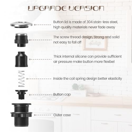 Etoolcity Garbage Disposal Air Switch Kit Sink Top Waste Disposal Stainless Steel Polished On/Off Air Button Food and Waste Disposals Part by Etoolcity, UL Listed - Image 2
