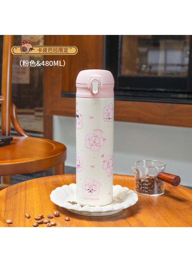 Dilebel School Student Water Bottle 316 Stainless Steel Portable Cup For Men And Women, High-looking Bounce Lid Insulated Cup