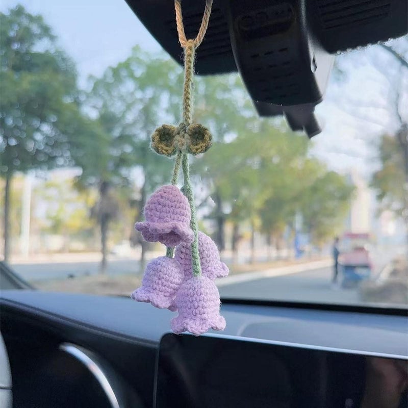 SCKUBMF Rear View Mirror Accessories Cute Car Accessories Aesthetic Handmade Knitted Rear View Mirror Pendant Ornament Kawaii Car Decor  for Car Cecorations Home Decorative Pendantscar Decorations - Image 1