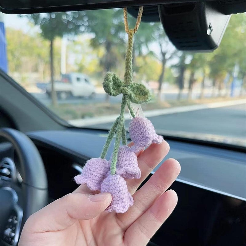 SCKUBMF Rear View Mirror Accessories Cute Car Accessories Aesthetic Handmade Knitted Rear View Mirror Pendant Ornament Kawaii Car Decor  for Car Cecorations Home Decorative Pendantscar Decorations - Image 3
