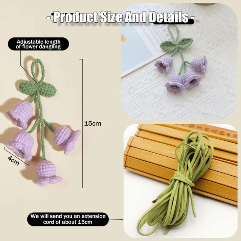 SCKUBMF Rear View Mirror Accessories Cute Car Accessories Aesthetic Handmade Knitted Rear View Mirror Pendant Ornament Kawaii Car Decor  for Car Cecorations Home Decorative Pendantscar Decorations - Image 4