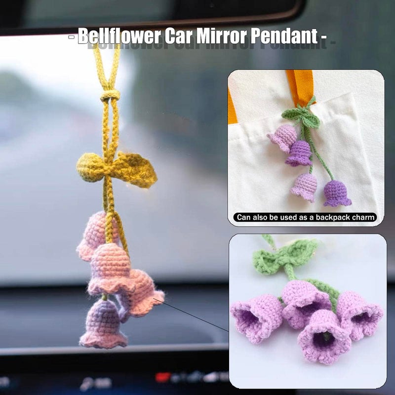 SCKUBMF Rear View Mirror Accessories Cute Car Accessories Aesthetic Handmade Knitted Rear View Mirror Pendant Ornament Kawaii Car Decor  for Car Cecorations Home Decorative Pendantscar Decorations - Image 5