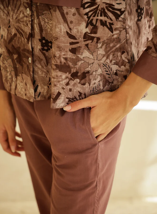 sanskrutihomes sanskrutihomes Printed Spread Collar Cotton Shirt with Trousers Co-Ords