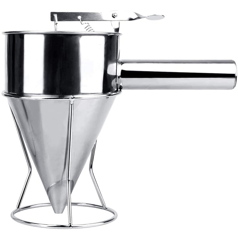 PERPART PERPART Stainless Steel Pancake Batter Dispenser with Stand Funnel Cake Batter Dispenser Large Hole Octopus Balls Tools With Handle Rack Cupcakes Crepes Muffin Waffles Chocolate balls Maker  - Image 2