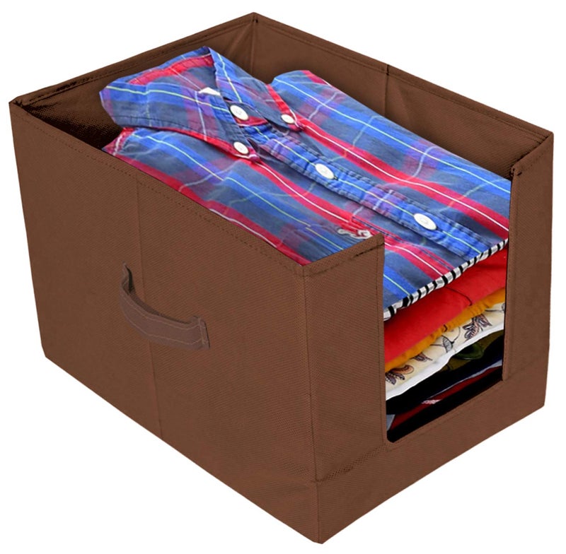 Kuber Industries 4 Pieces Non Woven Shirt StackerShirt Organizer Wardrobe Organizer BrownKUBMART2886 - Image 2