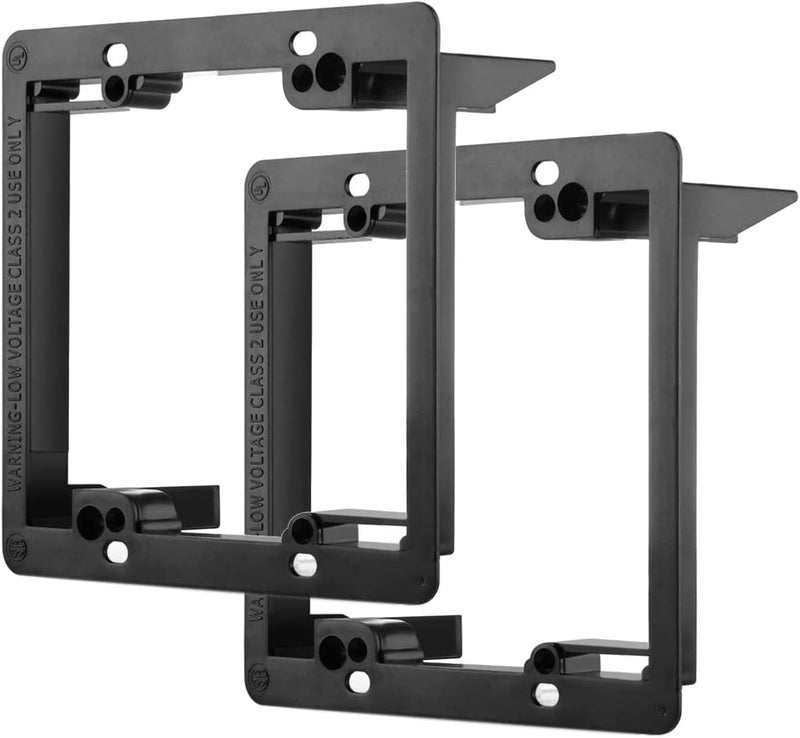 TENINYU Low Voltage Mounting Bracket (2-Gang, 2 Pack), 2-Gang/Double-Gang Mounting Bracket [Mounting Screws Included] for Wall Plate, Black - Image 1