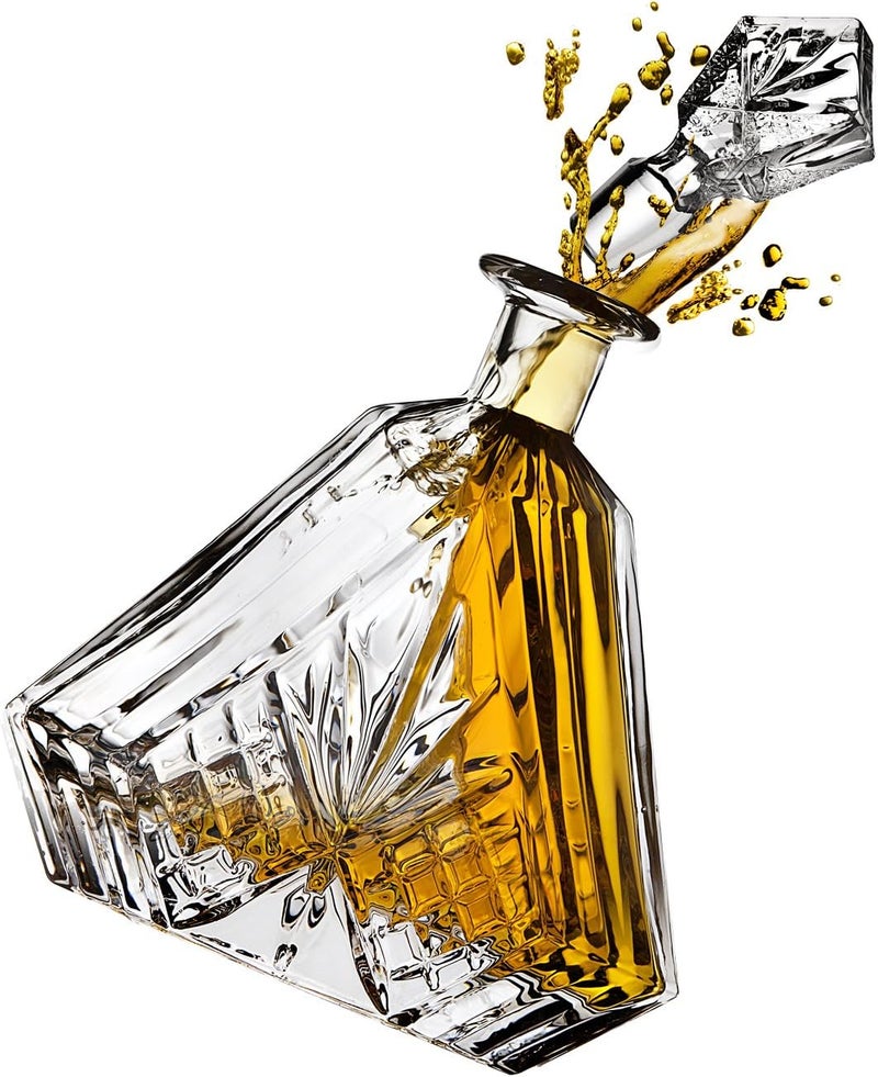Lefonte Whiskey Decanter for Liquor Scotch Bourbon or Wine, Irish cut Triangular - 750ml - Image 4