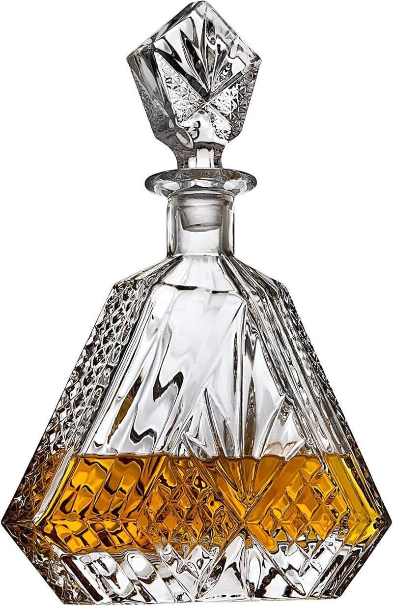 Lefonte Whiskey Decanter for Liquor Scotch Bourbon or Wine, Irish cut Triangular - 750ml - Image 2