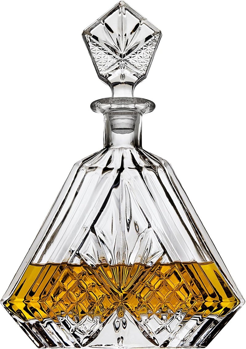 Lefonte Whiskey Decanter for Liquor Scotch Bourbon or Wine, Irish cut Triangular - 750ml - Image 1