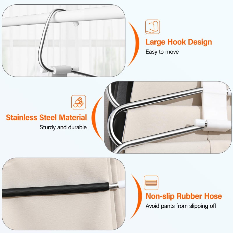 Fayleeko Upgraded Collapsible Pants Hangers Space Saving, 6 Layers Clothes Rack, Stainless Steel Multifunctional Closet Organizer, Non Slip Metal Hangers for Pants Jeans Skirts Trousers (2 Pack) - Image 5