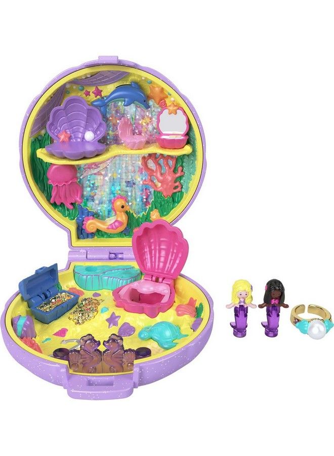 Polly Pocket Keepsake Collection Mermaid Dreams Collectible Compact Underthesea Theme Special Box 2 Mermaid Dolls Wearable Ring & More Collectible Gift Ages 4 Years Old & Up  - Image 2