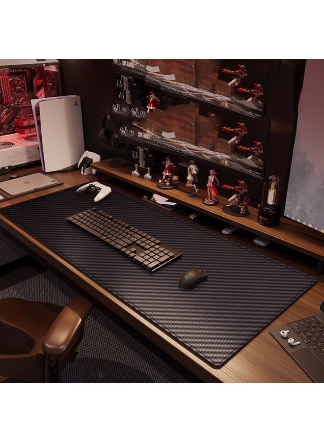 90x40cm Carbon Fiber Texture Desk Mat, Large Gaming Mouse Pad with Non-Slip Suede Base, Smooth Surface for Keyboard & Mouse, Large Desk Pad Waterproof & Smooth Glide for Esports & Office - Image 2
