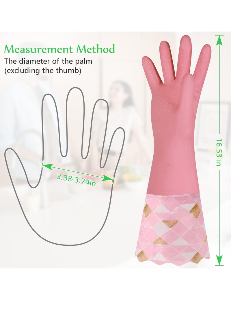 SYOSI 3 Pairs Cleaning Gloves for Winter Plus Velvet Reusable Household Kitchen Dishwashing Glove Latex Free Non Slip Waterproof Long Sleeves Keep Warm From Cold for Kitchen Cleaning Pet Care and more - Image 2