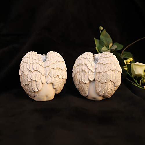 JUNIQUTE Sleepy Time Little Angel with Light Cupid Garden Statue Home Decor Cherub Statue Baby Sculpture Figurine Set of 2 - Image 5
