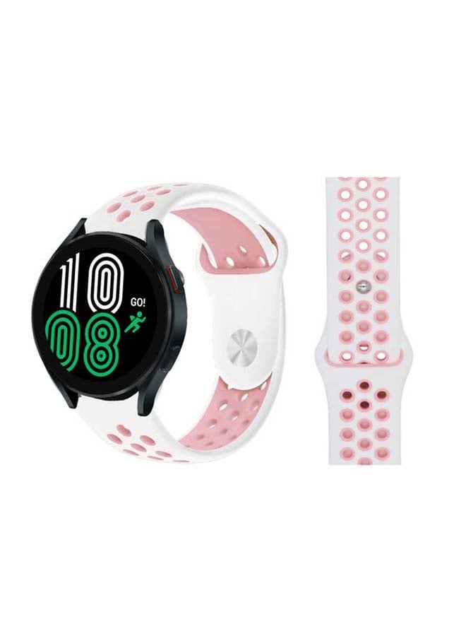 Perfii Replacement Band For Samsung Galaxy Watch 4 White/Light Pink - Image 1