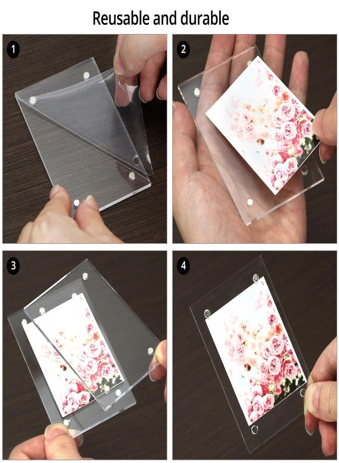 QWORK 12 Packs Acrylic Fridge Magnetic Picture Frames - 2.36 x 3.54 Inch Clear Transparency Reusable Display Picture Fram - Image 5