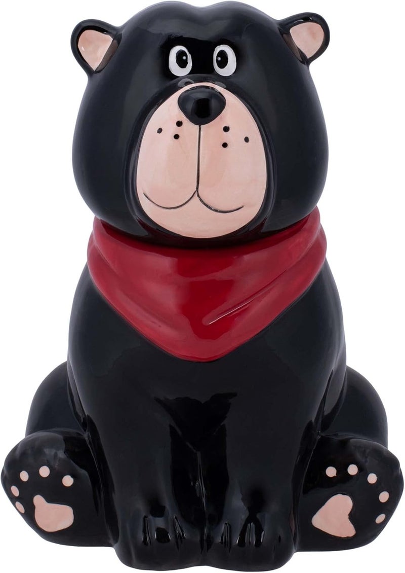 100 North Black Bear Handkerchief 10 x 7.9 Dolomite Ceramic Everyday Cookie & Candy Jar with Airtight Lid: Perfect for Kitchen Canisters, Pet Treat Containers & Decorative Storage - Image 1