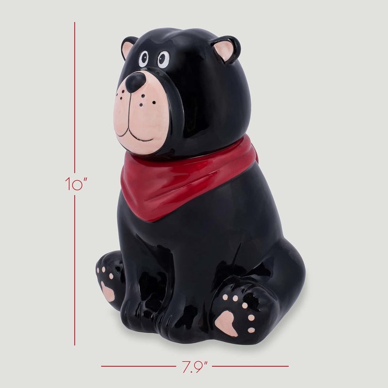 100 North Black Bear Handkerchief 10 x 7.9 Dolomite Ceramic Everyday Cookie & Candy Jar with Airtight Lid: Perfect for Kitchen Canisters, Pet Treat Containers & Decorative Storage - Image 2