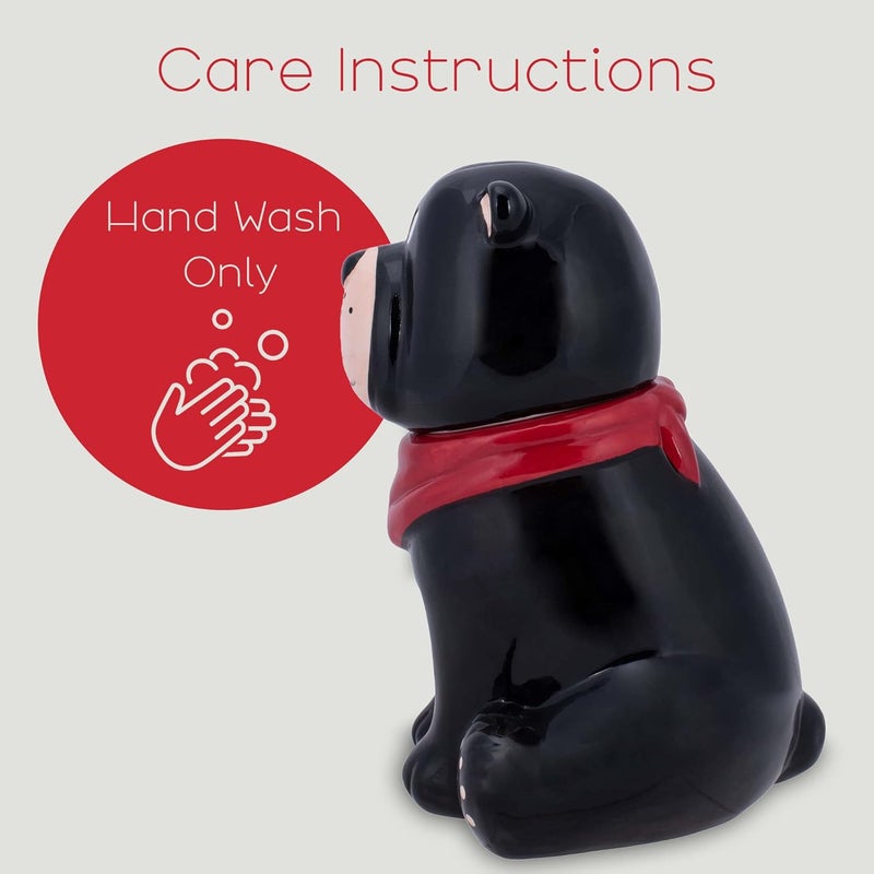 100 North Black Bear Handkerchief 10 x 7.9 Dolomite Ceramic Everyday Cookie & Candy Jar with Airtight Lid: Perfect for Kitchen Canisters, Pet Treat Containers & Decorative Storage - Image 3