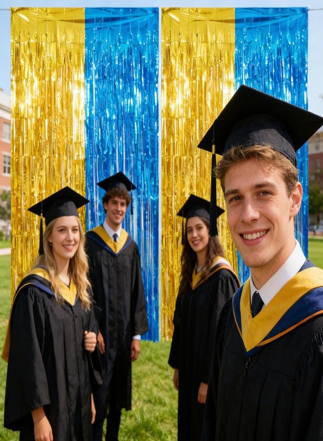 Avxdbr 2Pcs Blue Gold 2026 Graduation Party Supplies 3.3x6.6Ft Graduation Foil Fringe Curtain Metallic Tinsel Backdrop Streamer for High School College Graduation Decor - Image 4