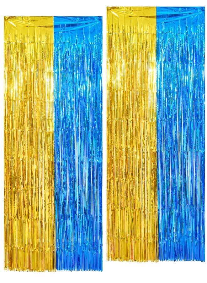 Avxdbr 2Pcs Blue Gold 2026 Graduation Party Supplies 3.3x6.6Ft Graduation Foil Fringe Curtain Metallic Tinsel Backdrop Streamer for High School College Graduation Decor - Image 1