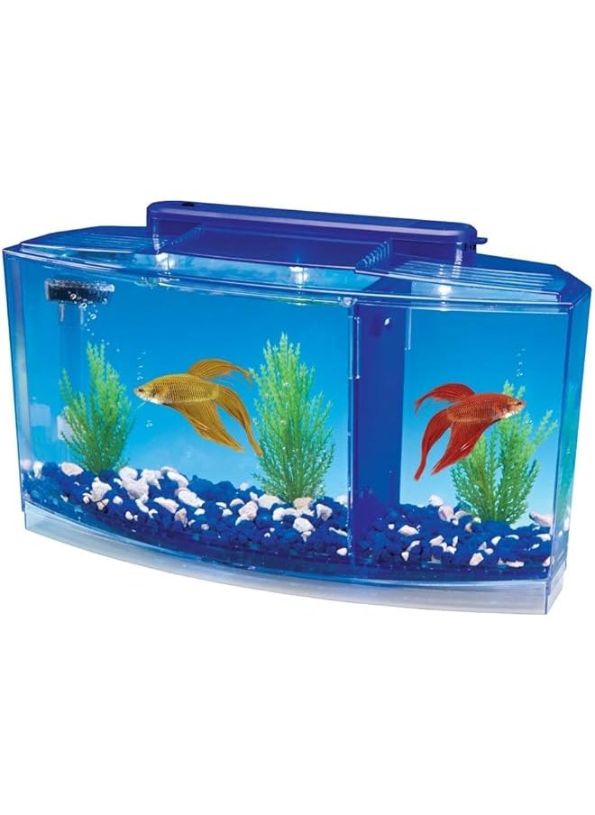 Penn Plax Deluxe Triple Betta Bow Aquarium Tank Includes Under Gravel Filter And Plastic Plants 0.7 Gallon  - Image 1