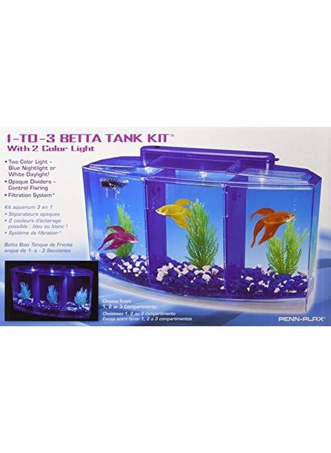 Penn Plax Deluxe Triple Betta Bow Aquarium Tank Includes Under Gravel Filter And Plastic Plants 0.7 Gallon  - Image 2