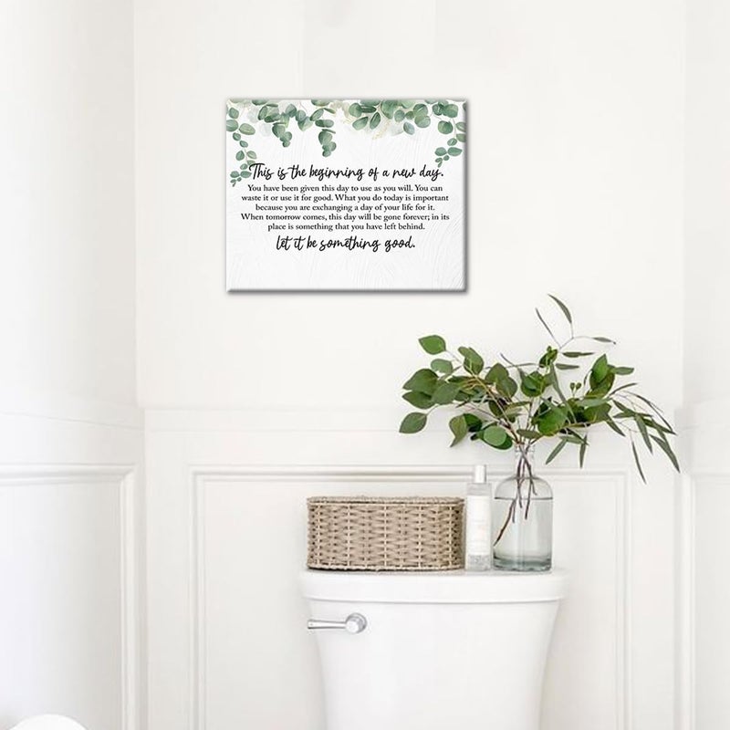 BIWSHA Inspirational This is the Beginning of a New Day Canvas Wall Art Prints Decor for Home Bathroom Bedroom Living Room Office Motivation Themed Art Decor 11x14 Inch Positive Saying Art Gifts - Image 2