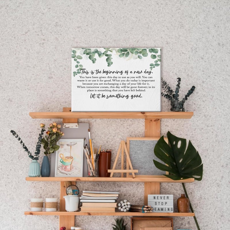 BIWSHA Inspirational This is the Beginning of a New Day Canvas Wall Art Prints Decor for Home Bathroom Bedroom Living Room Office Motivation Themed Art Decor 11x14 Inch Positive Saying Art Gifts - Image 4