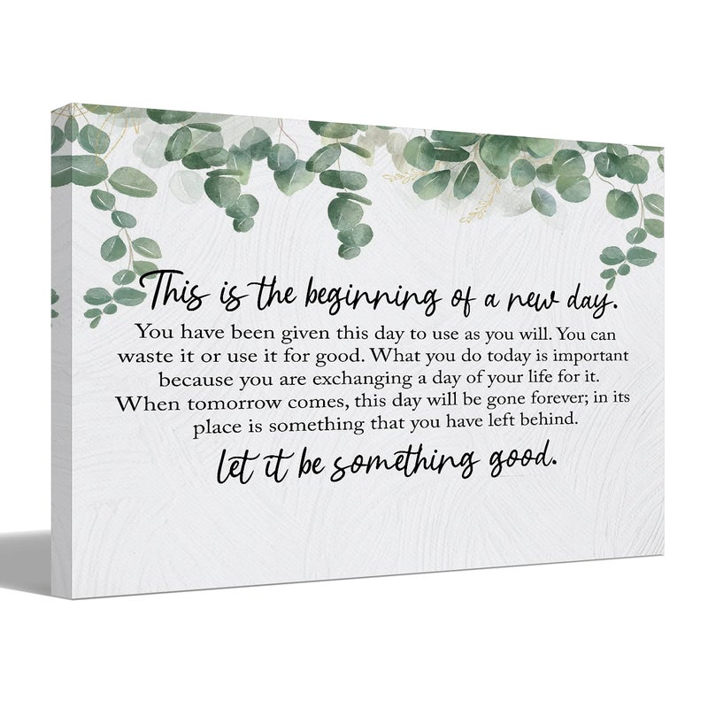 BIWSHA Inspirational This is the Beginning of a New Day Canvas Wall Art Prints Decor for Home Bathroom Bedroom Living Room Office Motivation Themed Art Decor 11x14 Inch Positive Saying Art Gifts - Image 1