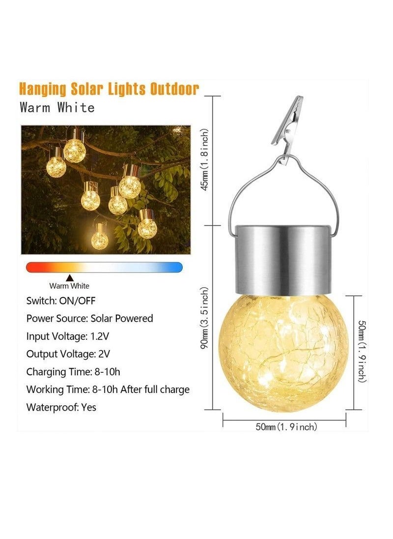 Y&D Outdoor Hanging Solar Light 4 Pack Cracked Glass Lights Waterproof LED Decorative Ball Garden Patio Umbrella Holiday Decoration  - Image 2