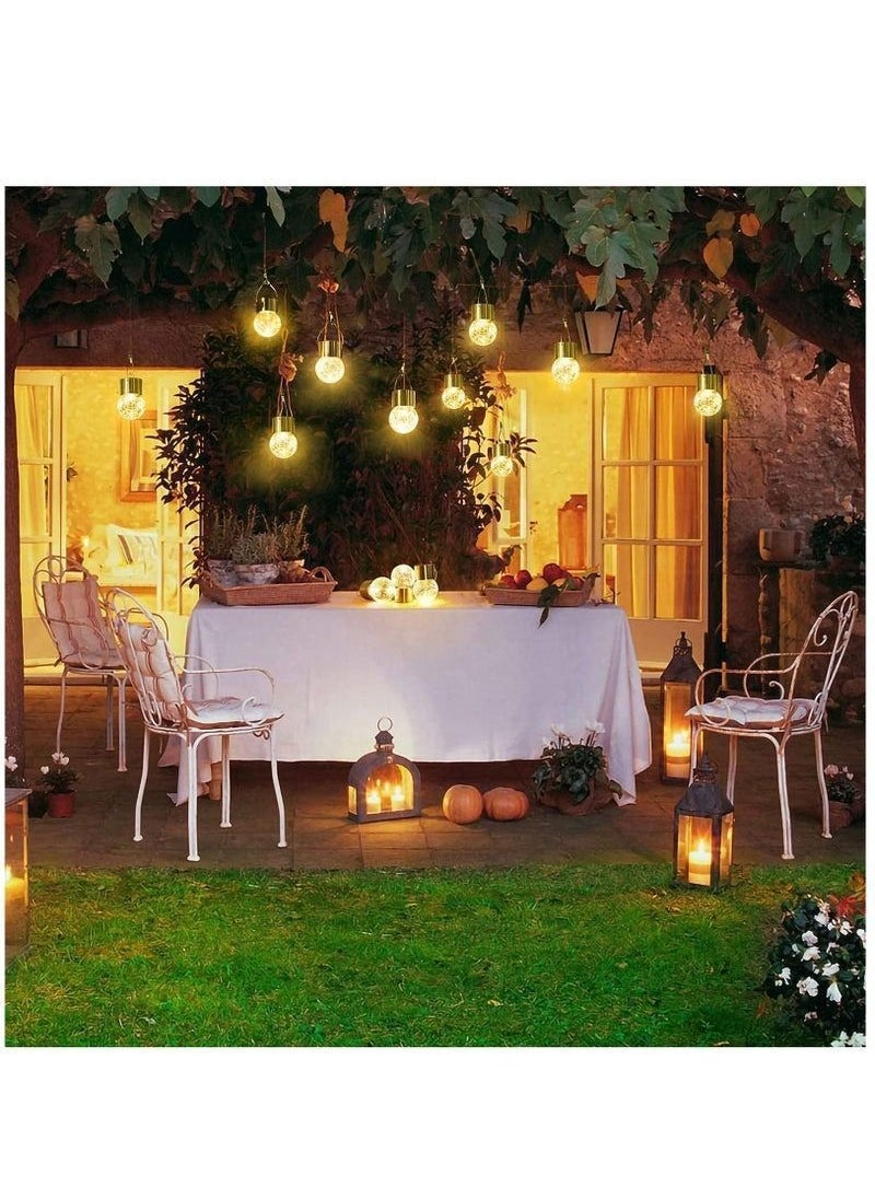 Y&D Outdoor Hanging Solar Light 4 Pack Cracked Glass Lights Waterproof LED Decorative Ball Garden Patio Umbrella Holiday Decoration  - Image 5