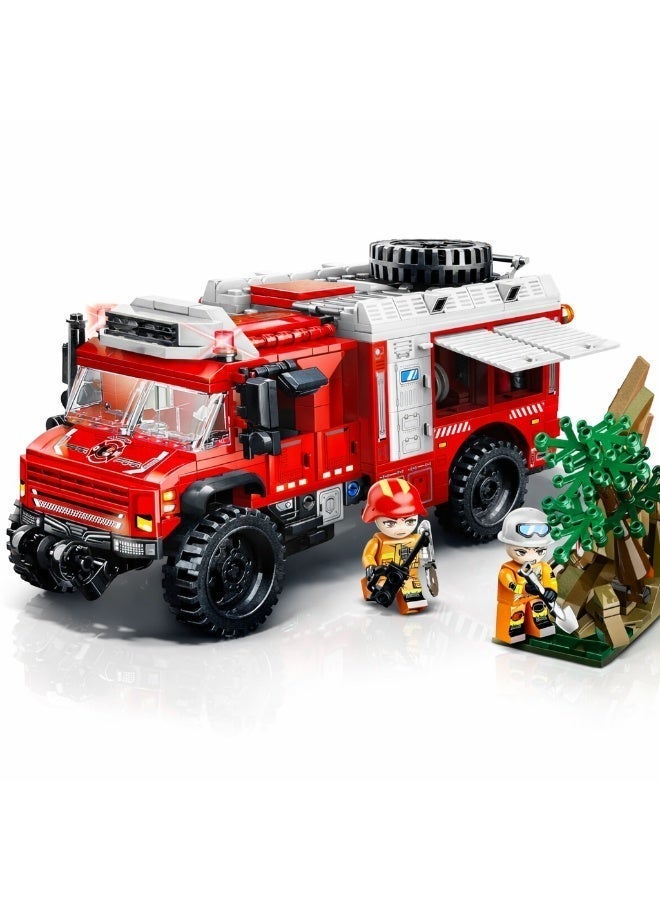Qman MineCity Rescue Fire Fighting SUV Building Set – 656 Pieces with 2 Minifigures | Realistic Fire Truck Construction Toy for Kids 6+ - Image 1