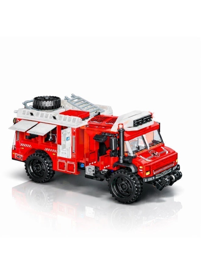 Qman MineCity Rescue Fire Fighting SUV Building Set – 656 Pieces with 2 Minifigures | Realistic Fire Truck Construction Toy for Kids 6+ - Image 3