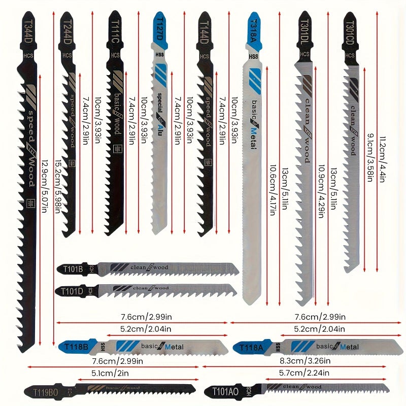 48 Pcs HCS T-Shank Saw Blades Set Multi Purpose For Wood Plastic Metal Durable Long Lasting - Image 3