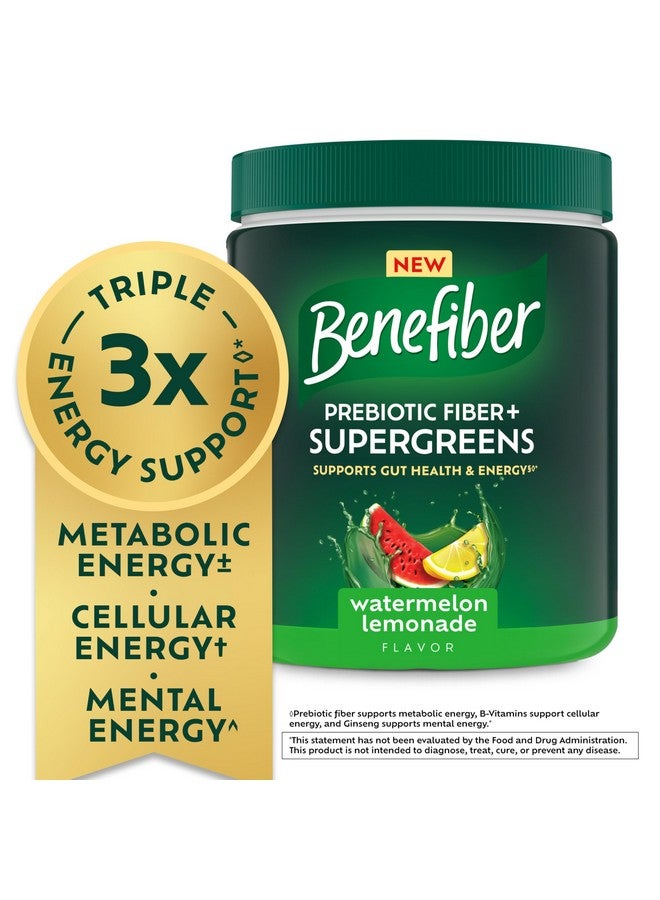 Benefiber Prebiotic Fiber + Supergreens Dietary Supplement Powder, Watermelon Lemonade Flavor, 8.8 oz (250g), 25 Day Supply - Image 2