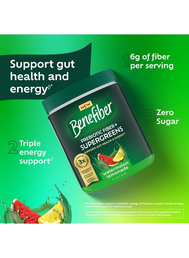 Benefiber Prebiotic Fiber + Supergreens Dietary Supplement Powder, Watermelon Lemonade Flavor, 8.8 oz (250g), 25 Day Supply - Image 4