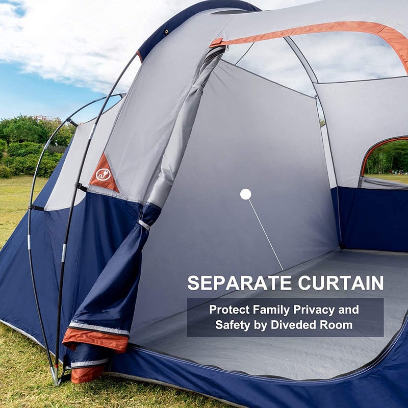 HG HIKERGARDEN 10 Person Camping Tent - Portable Large Family Tent for Camp, Windproof Fabric Dome Tent Outdoor for Hiking, Backpacking, Traveling (Blue) - Image 2