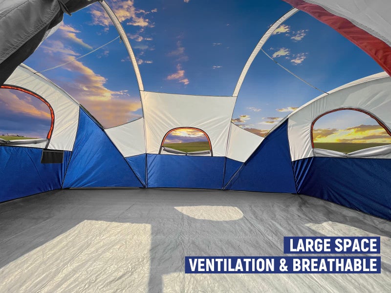 HG HIKERGARDEN 10 Person Camping Tent - Portable Large Family Tent for Camp, Windproof Fabric Dome Tent Outdoor for Hiking, Backpacking, Traveling (Blue) - Image 4