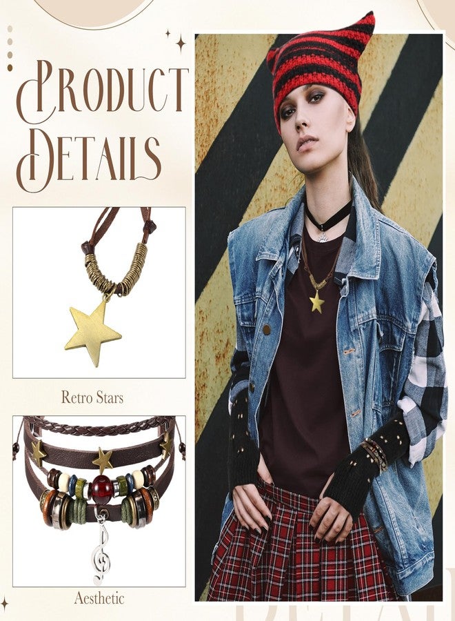 JaGely 4 Pcs Therian Grunge Emo Accessories for Women Cat Beanie Fairy Ripped Gloves Y2k Necklace Fairycore Bracelets Jewelry(Red Black) - Image 5
