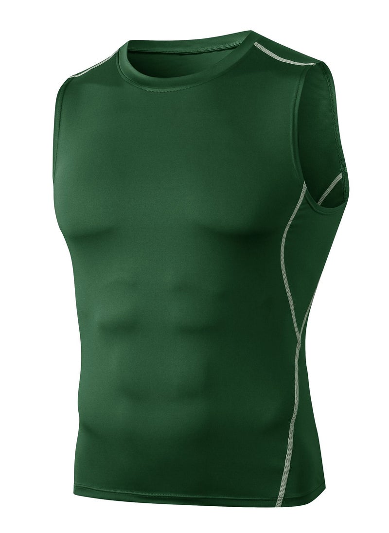 Loquat Men Quick Dry Breathable Elastic T-Shirt Dark Green  - Image 1