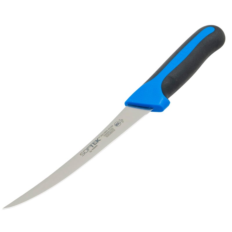 Winco Sof-Tek, 6" Boning Knife, Curved, Soft Grip Handle,Silver/Black/Blue - Image 4